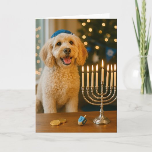 Goldendoodle Hanukkah Card Kaart (Voorkant)