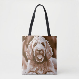 Goldendoodle Happy Dog warme neutrale kleuren Draagtas