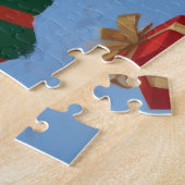 Goldendoodle Hardlopen in de sneeuw met kerst Pet Legpuzzel (Zijkant)