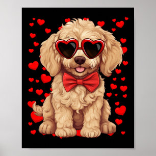Goldendoodle Hart Zonnige Strik Das Valentijnsdag Poster