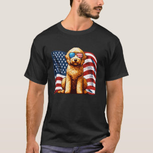 Goldendoodle Hond Amerikaanse Vlag Patriottische V T-shirt