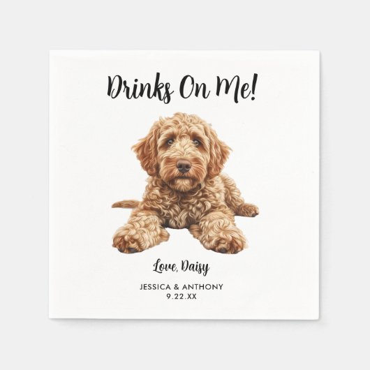 Goldendoodle Hond bruiloft servetten (Voorkant)