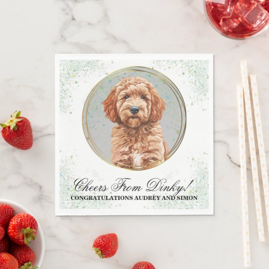 Goldendoodle Hond bruiloft servetten met hond Foto (Insitu)
