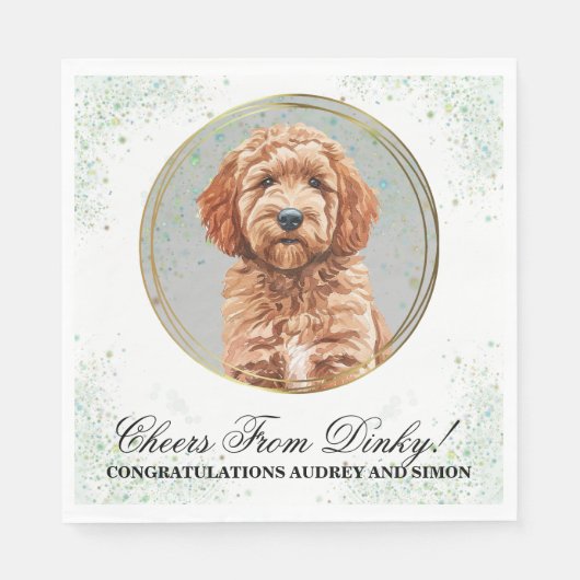 Goldendoodle Hond bruiloft servetten met hond Foto (Voorkant)