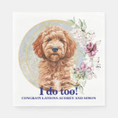 Goldendoodle Hond bruiloft servetten met hond Foto (Voorkant)