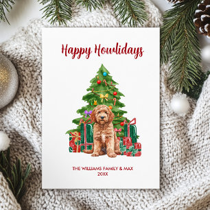 Goldendoodle Hond Familie Kerstmis Feestdagenkaart
