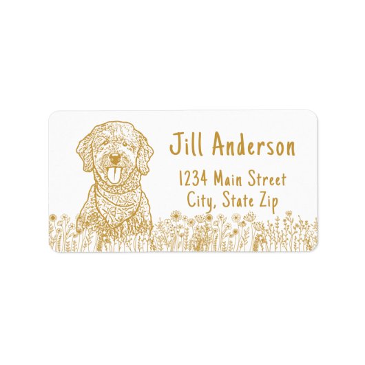 Goldendoodle Hond Gepersonaliseerde Hand Drawing Etiket (Voorkant)