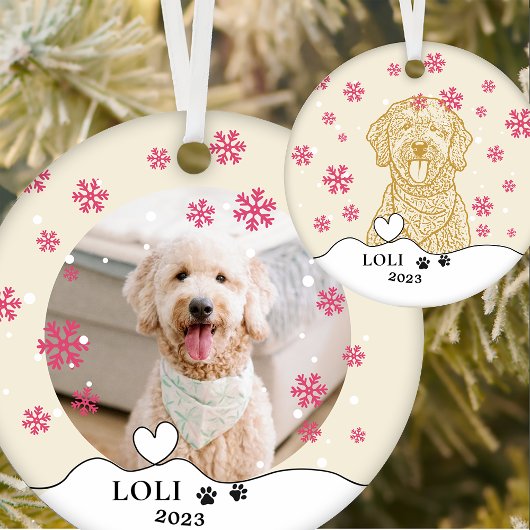 Goldendoodle Hond Gepersonaliseerde Hand Drawing Keramisch Ornament