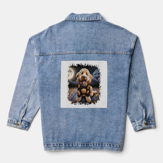 Goldendoodle hond Halloween Denim Jacket (Achterkant)