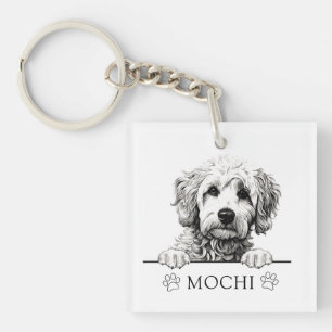Goldendoodle Hond Handtekening Gepersonaliseerd Sleutelhanger