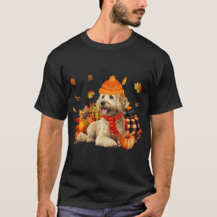 Goldendoodle Hond Herfst Sjaal Luipaard Pompoenen T-shirt