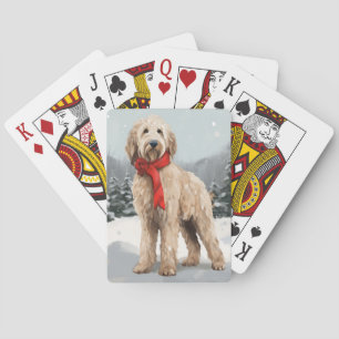 Goldendoodle Hond in Sneeuw Kerstmis Pokerkaarten