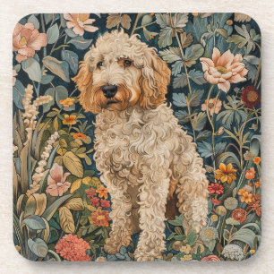 Goldendoodle Hond in William Morris Style Garden Bier Onderzetter