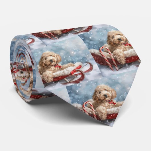 Goldendoodle hond Kerst viering  Stropdas (Opgerold)