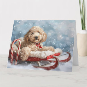 Goldendoodle Hond Kerstfeest Kaart