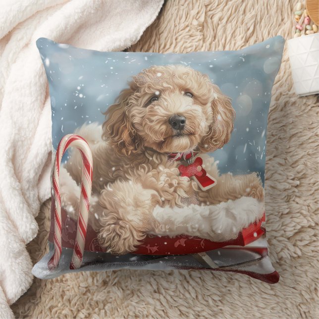Goldendoodle Hond Kerstfeest Kussen (Deken)