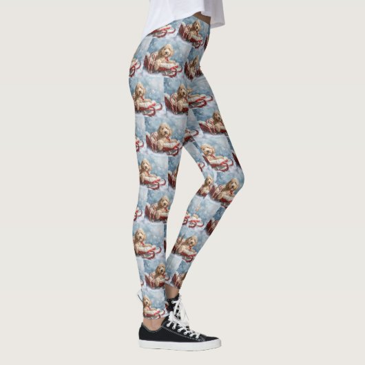 Goldendoodle Hond Kerstfeest Leggings (Rechts)