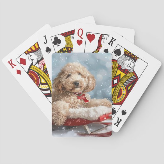 Goldendoodle Hond Kerstfeest Pokerkaarten (Achterkant)