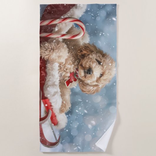 Goldendoodle Hond Kerstfeest Strandlaken (Voorkant)