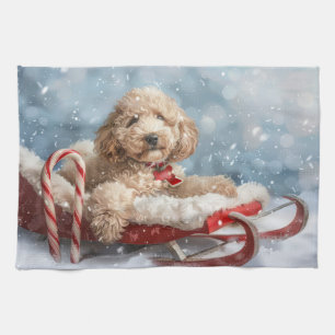 Goldendoodle Hond Kerstfeest Theedoek