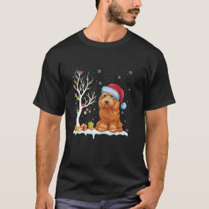 Goldendoodle Hond Kerstman Hoed Feestelijke Boomla T-shirt