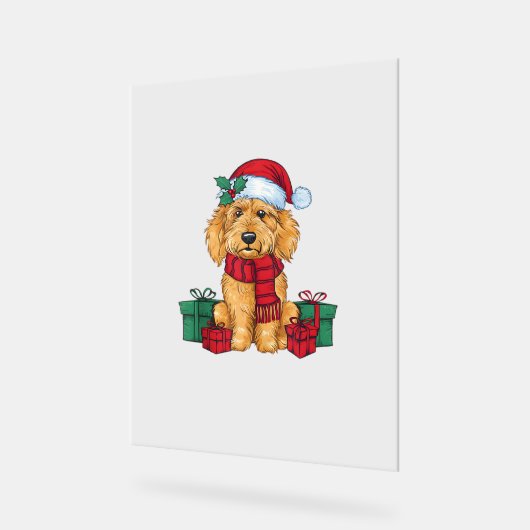 Goldendoodle Hond Kerstviering Santa Dog X Acryl Bord (Hoek)