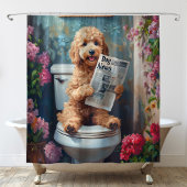 Goldendoodle Hond op Toilet Funny Badkamer Douchegordijn