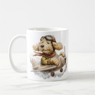 Goldendoodle-hond piloot Vliegtuig Koffiemok