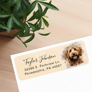 Goldendoodle-hond retouradreslabel etiket