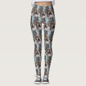 Goldendoodle Hond Rijden Motorfiets Kerstmis Leggings (Voorkant)