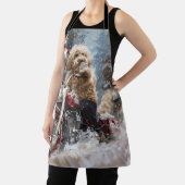 Goldendoodle Hond Rijden Motorfiets Kerstmis Schort (Insitu)