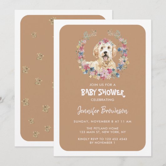 Goldendoodle Hond Rustieke Bloemen Kaart (Voorkant / Achterkant)
