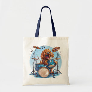 Goldendoodle Hond Speelt Drums Tote Bag