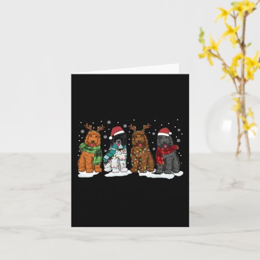 Goldendoodle Honden Kerstverlichting Golden Doodle Kaart (Gele Bloem)