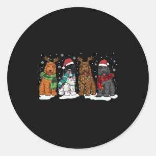 Goldendoodle Honden Kerstverlichting Golden Doodle Ronde Sticker