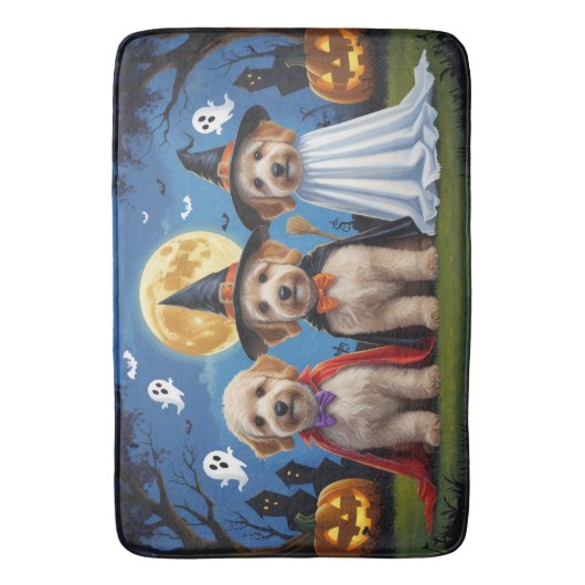 Goldendoodle Honden Pompoen Halloween Grappig Badmat (Voorkant Verticaal)