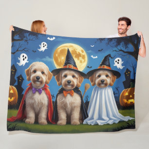 Goldendoodle Honden Pompoen Halloween Grappig Fleece Deken