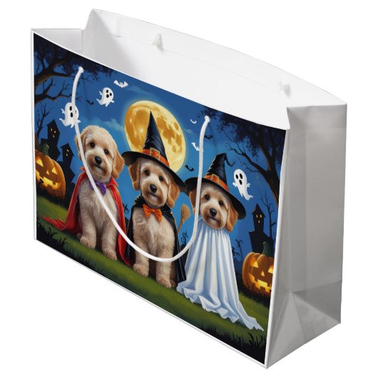 Goldendoodle Honden Pompoen Halloween Grappig Groot Cadeauzakje (Achterkant Gekanteld)