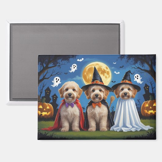 Goldendoodle Honden Pompoen Halloween Grappig Magneet (Voorkant / Achterkant)