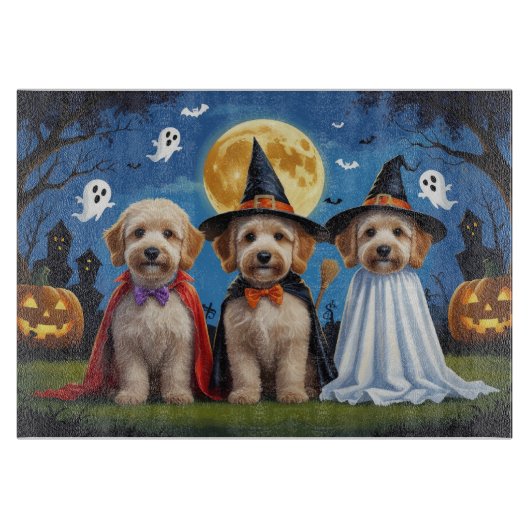 Goldendoodle Honden Pompoen Halloween Grappig Snijplank (Voorkant)