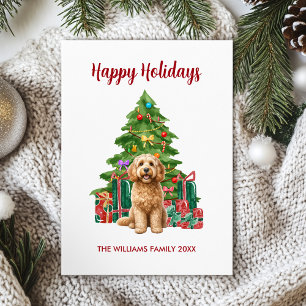 Goldendoodle-hondenfamilie Kerstmis Feestdagenkaart