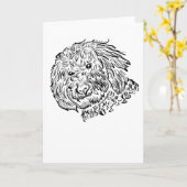 Goldendoodle Hondenlijn kunst Kaart (Gele Bloem)