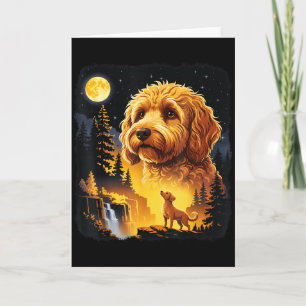 Goldendoodle Huilt naar de Maan Vintage Grappige G Kaart