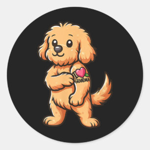 Goldendoodle I Love Grandma Funny Dog Tattoo Ronde Sticker
