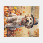 Goldendoodle in de herfst laat Thanksgiving kunst Fleece Deken (Voorkant (Horizontaal))