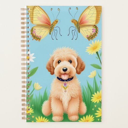 Goldendoodle in de tuin planner (Voorkant)