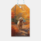 Goldendoodle in Herfstbladeren Herfst Inspire Cadeaulabel (Achterkant)