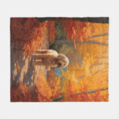 Goldendoodle in Herfstbladeren Herfst Inspire Fleece Deken (Voorkant (Horizontaal))