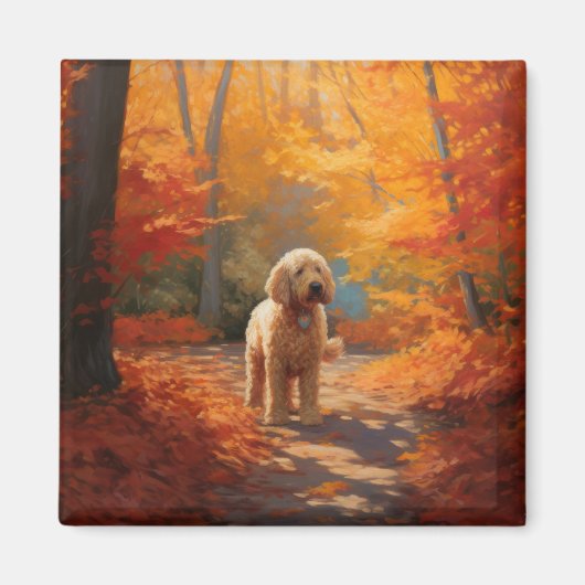 Goldendoodle in Herfstbladeren Herfst Inspire Magneet (Voorkant)