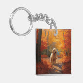 Goldendoodle in Herfstbladeren Herfst Inspire Sleutelhanger (Voorkant Links)